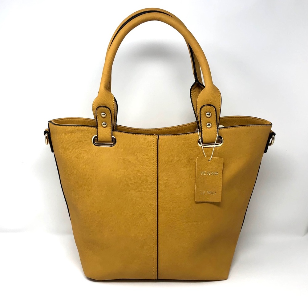 Le Miel Vegan Leather tote yellow